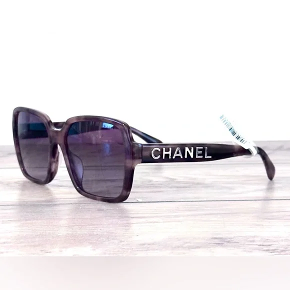 CHANEL 5408 Light Brown Havana and Purple Lens Square Sunglasses - Picture 3 of 8